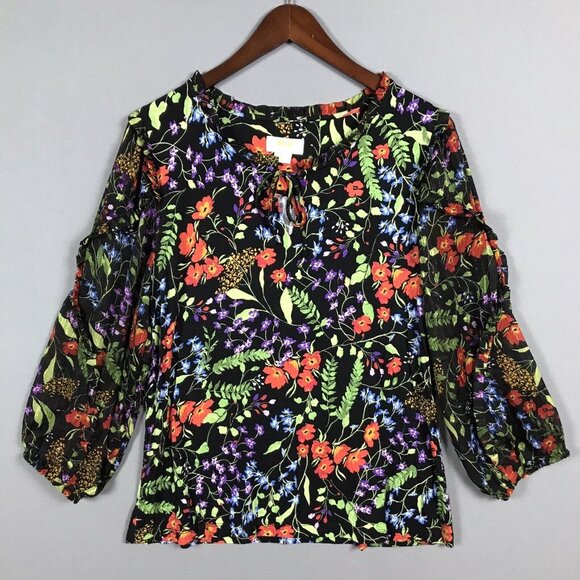 Anthropologie Tops - Anthropologie Maeve Floral Blouse with Sheer Gathered Sleeves